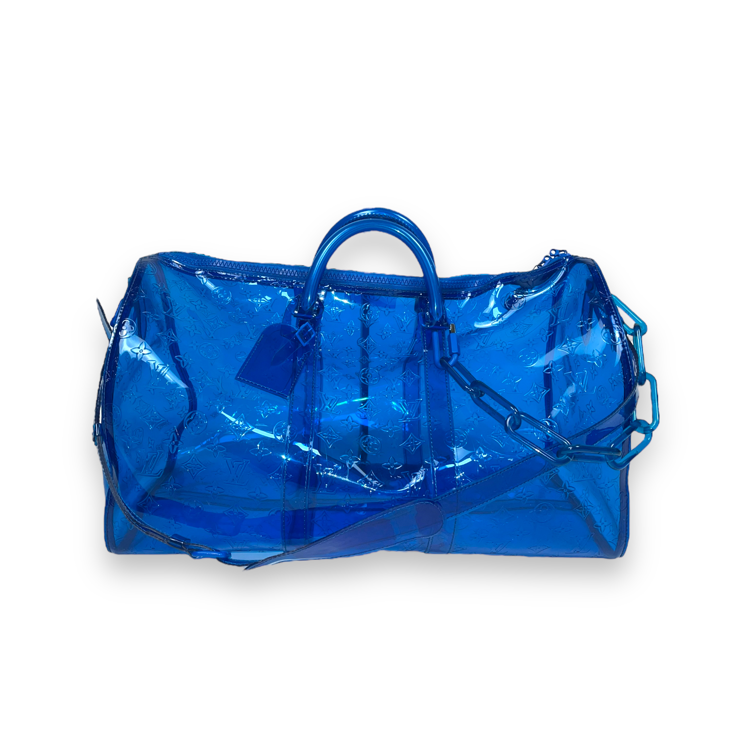 Louis Vuitton by Virgil Abloh 2018 Blue PVC Bandouliere Keepall 50 w/ Strap