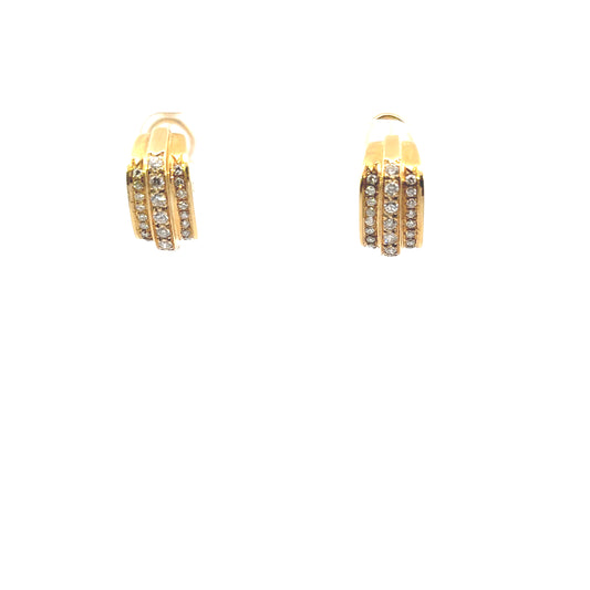 Gold Diamond Huggie Earrings with Straight Post