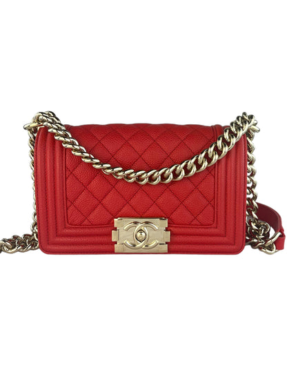 Chanel Boy Bag Red Caviar Small