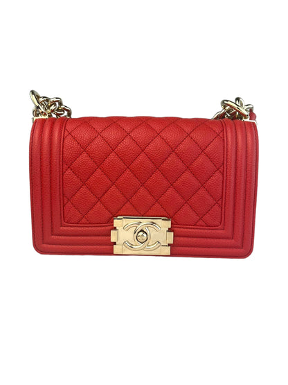 Chanel Boy Bag Red Caviar Small