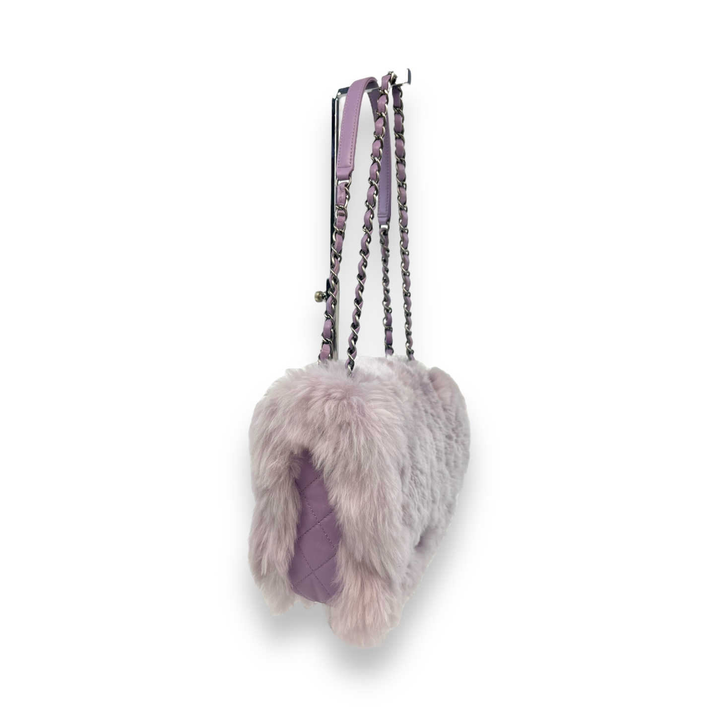 Chanel Lavender Rabbit Fur Flap Bag