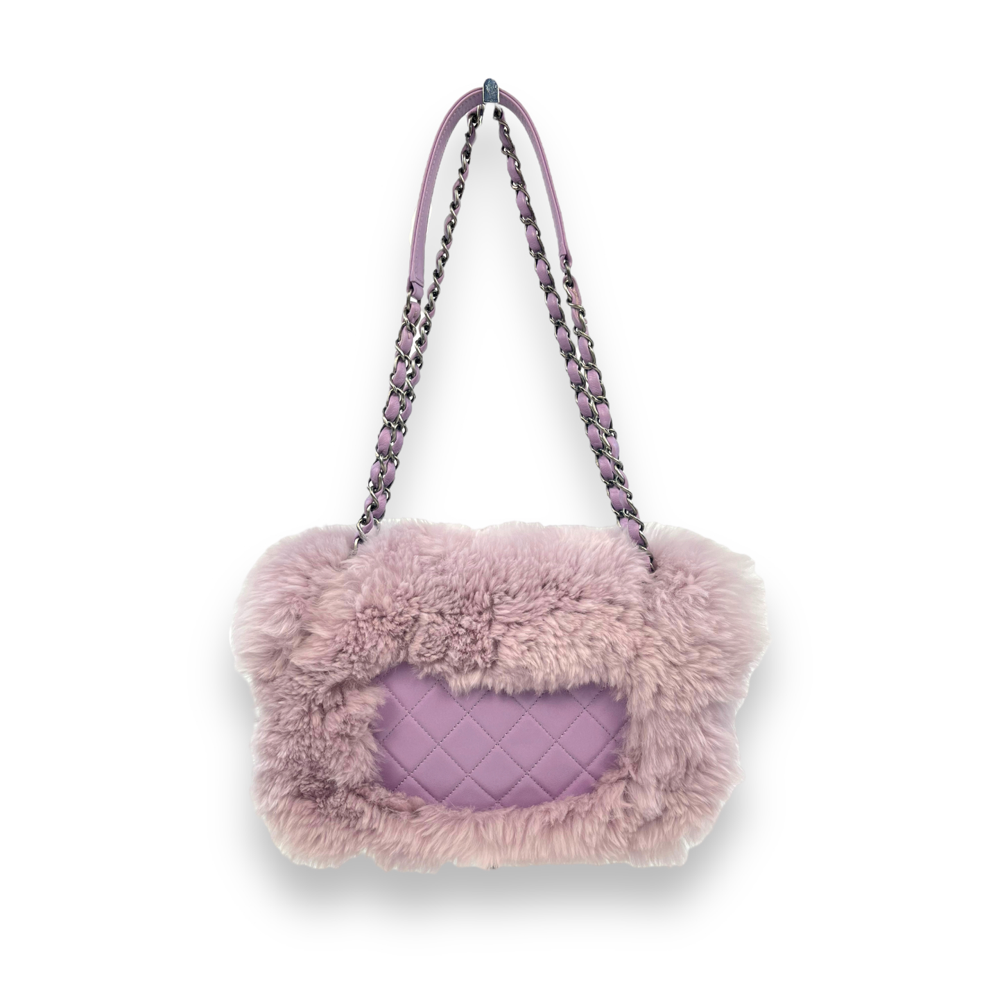 Chanel Lavender Rabbit Fur Flap Bag