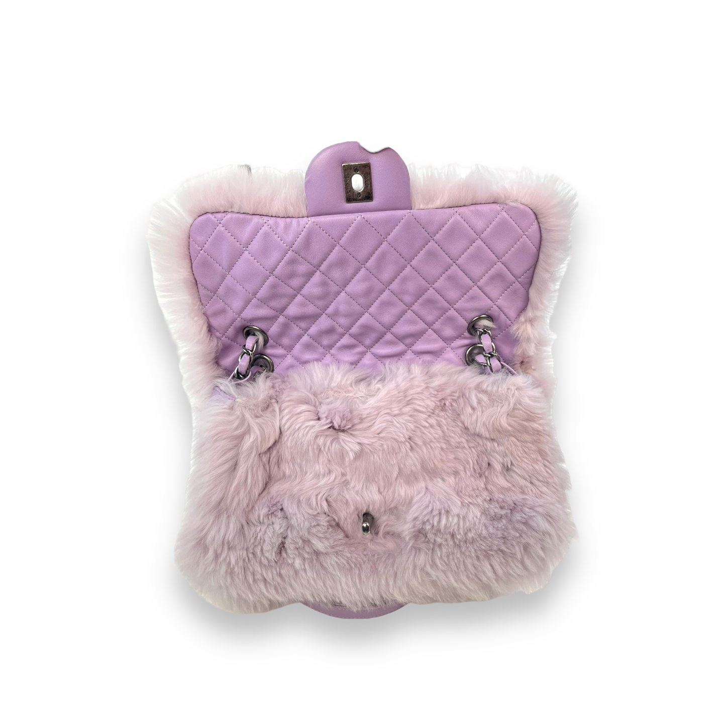 Chanel Lavender Rabbit Fur Flap Bag