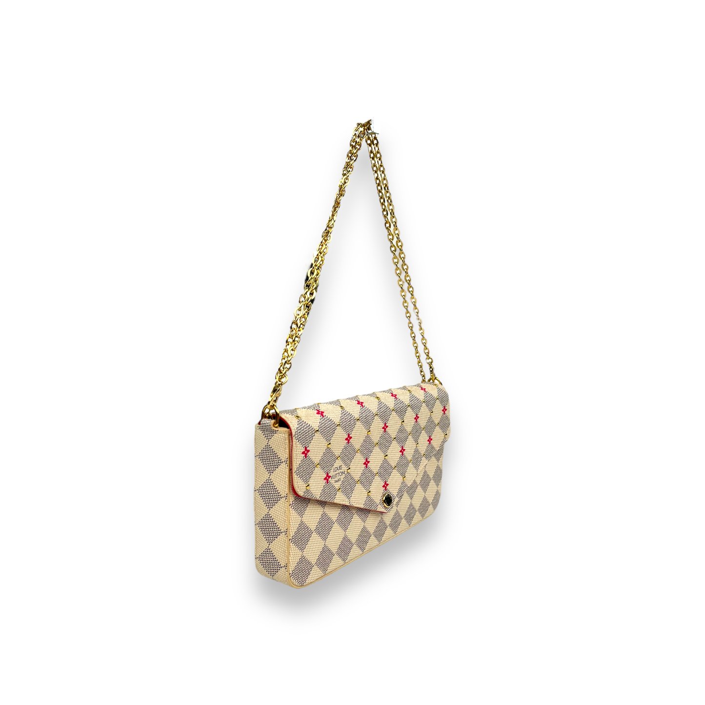 Louis Vuitton Damier Azur Studs Felicie Chain Wallet Crossbody Bag