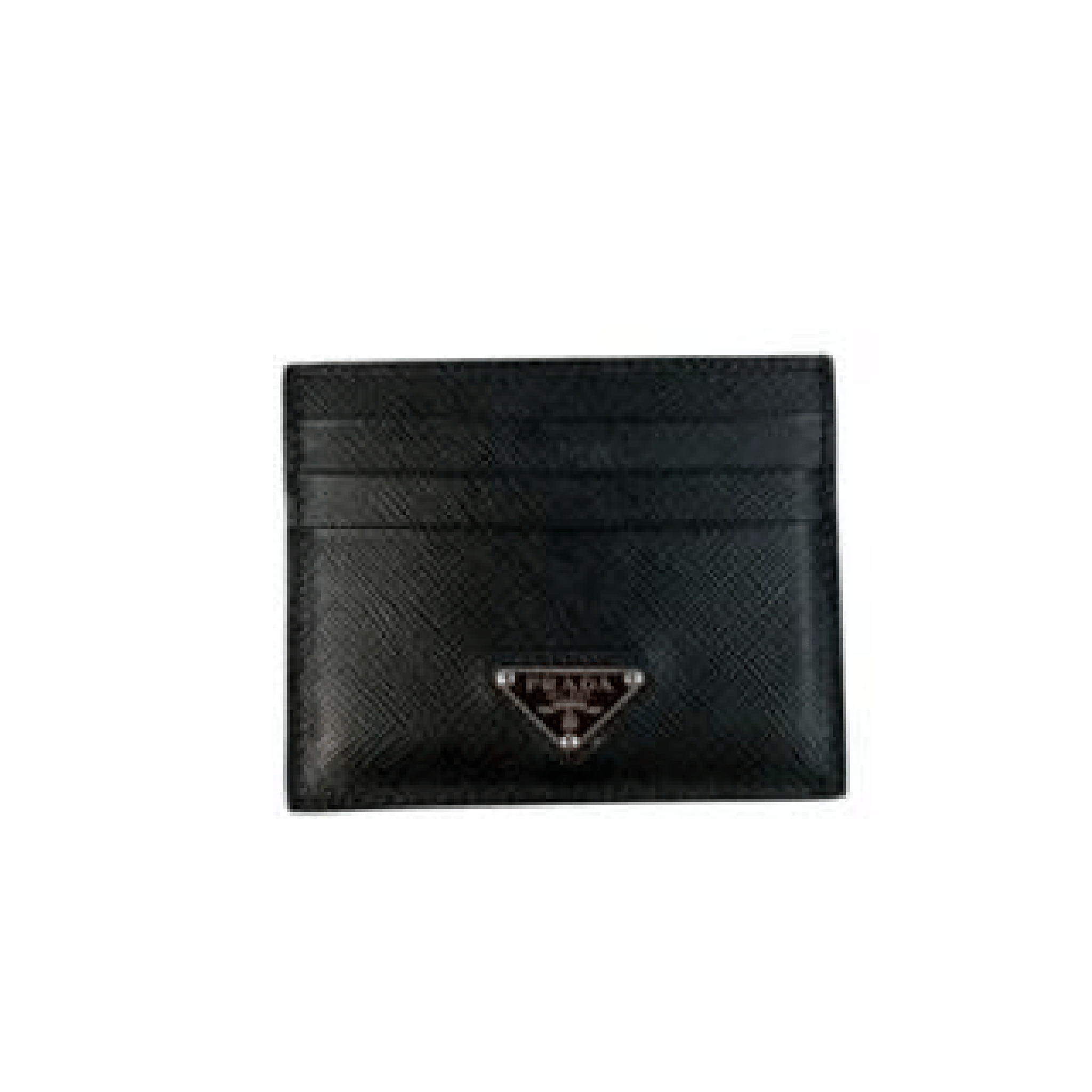 Prada Saffiano Leather Badge Holder, Women, Black