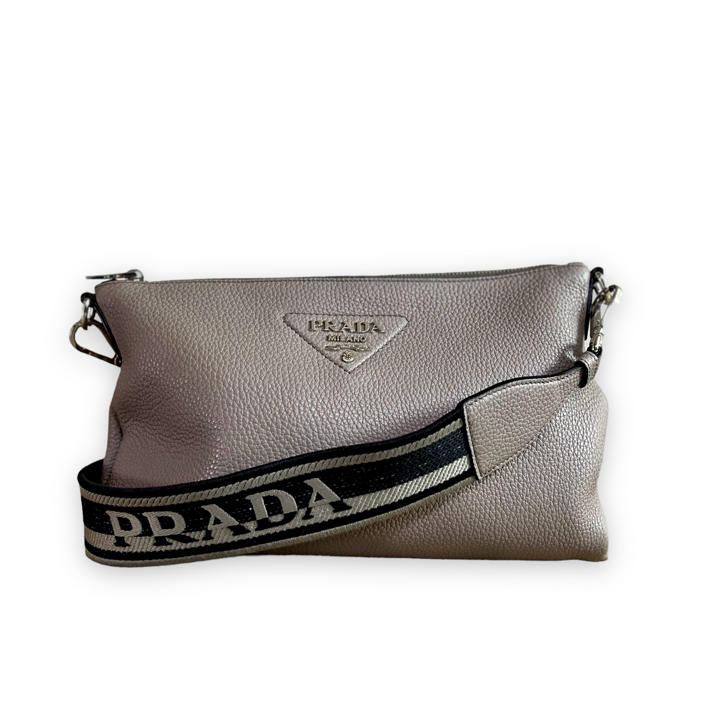 Prada - Gray Suede Quilted Small Crossbody Bag